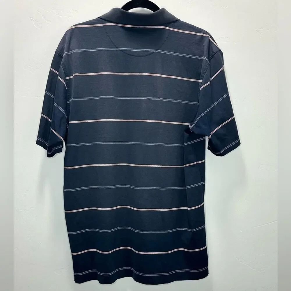 Nike Golf Polo Men’s Large in Navy Blue with White and Red Stripes